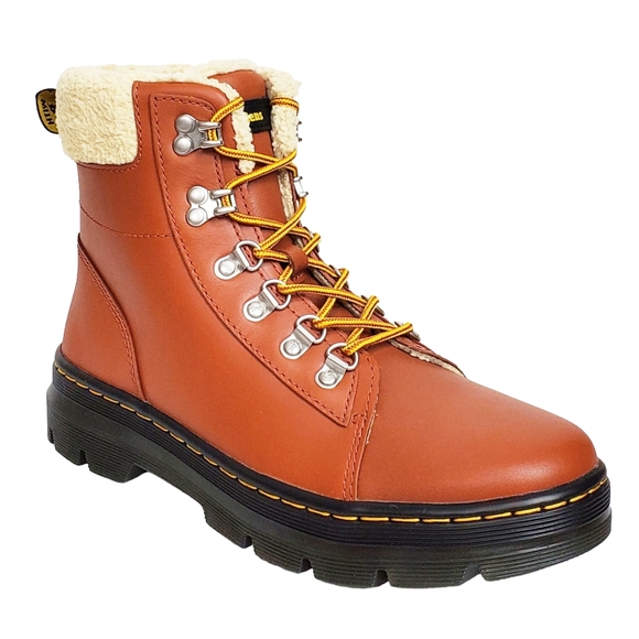 NWB Dr Martens combs leather faux fur lined combat boots rust tan waterproof - Picture 10 of 16